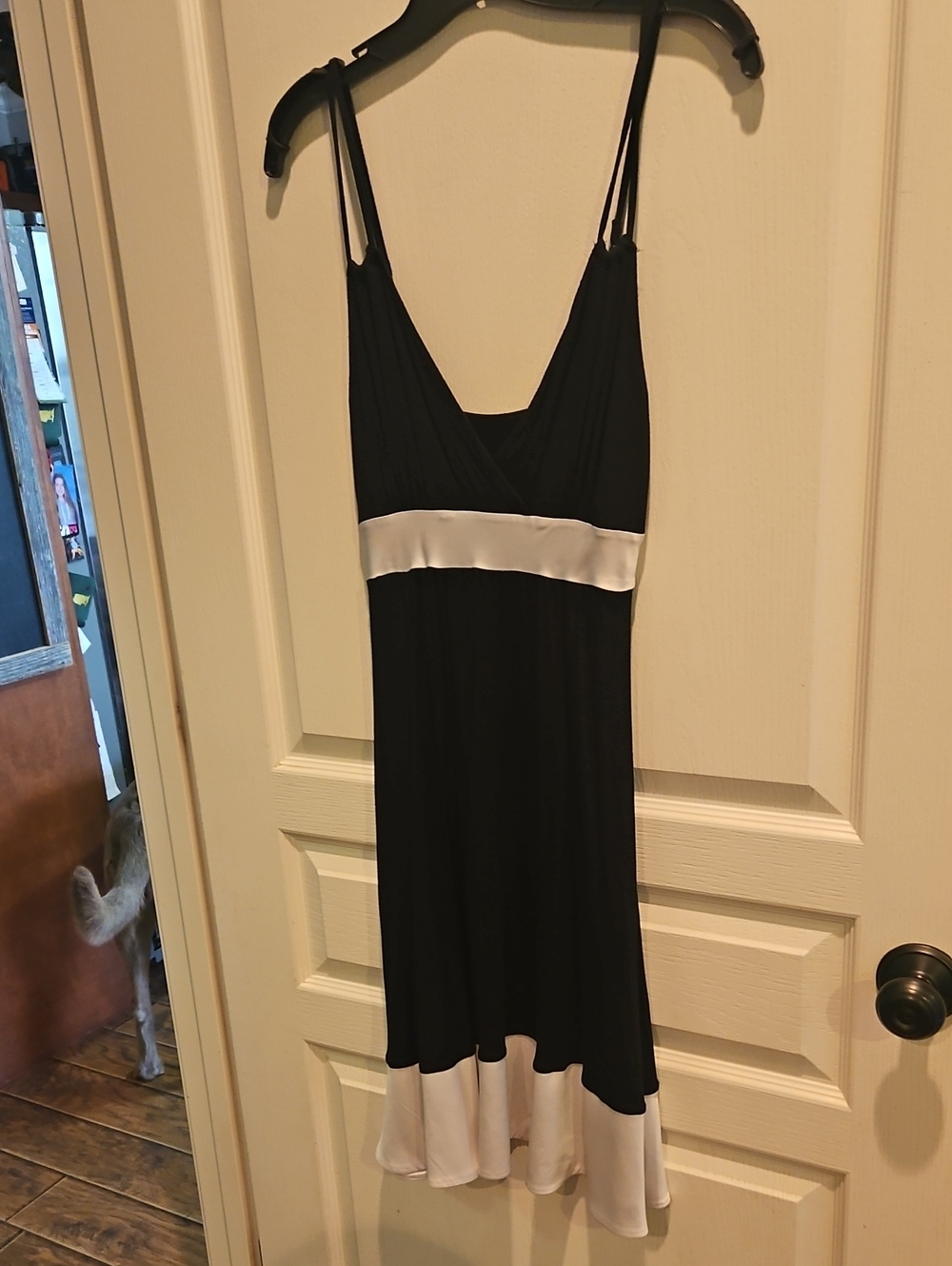 Express Black and White Satin-Trim Slip Dress